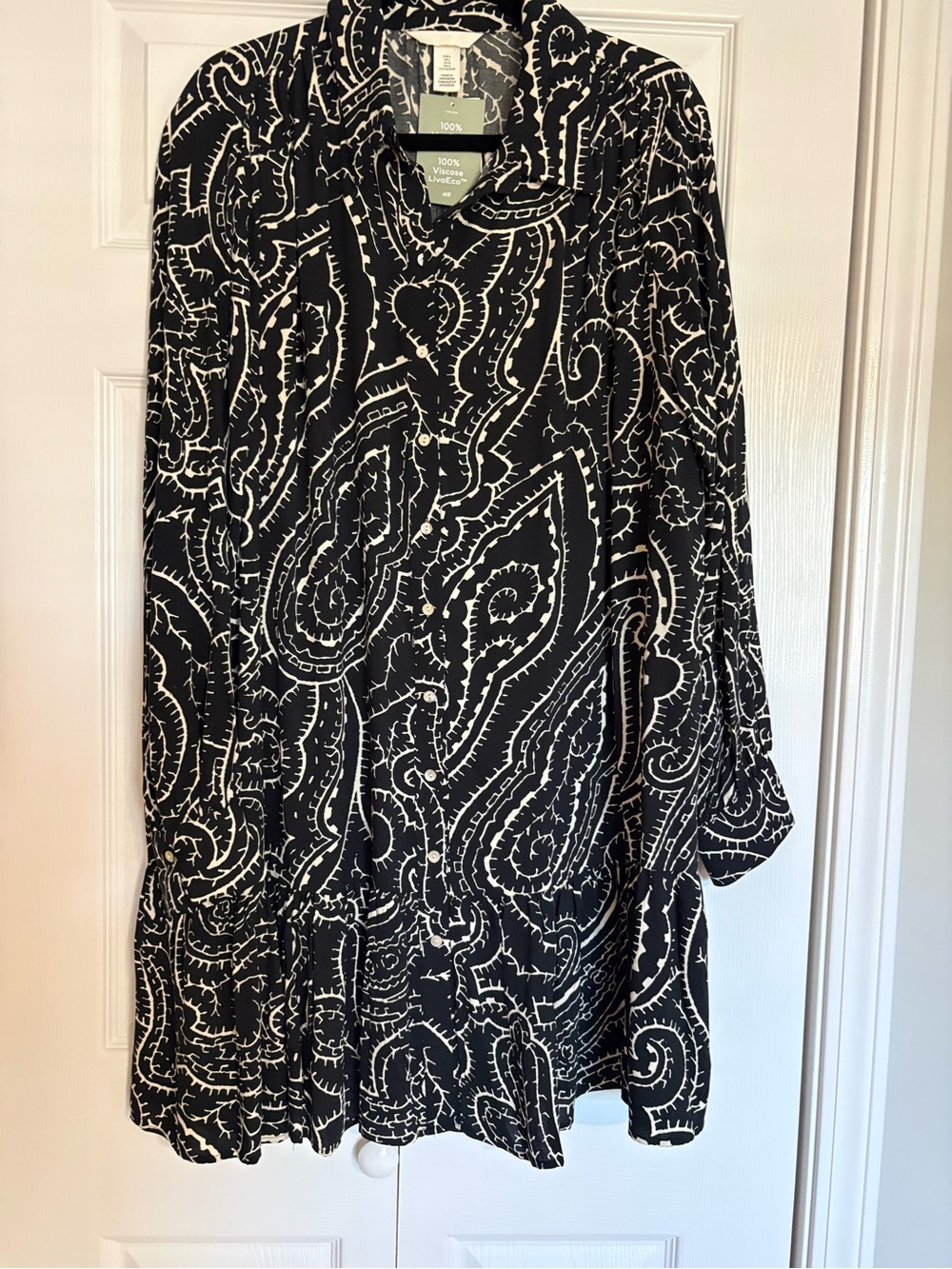 Black & White Paisley Tunic Dress - 100% Viscose